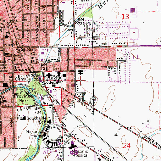 Topographic Map of Dietz Center, IN