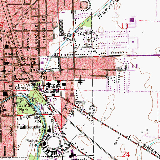 Topographic Map of Elsey Hall, IN
