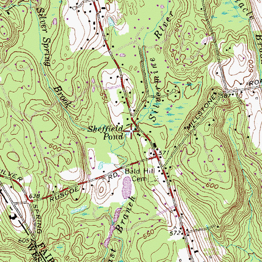 Topographic Map of Sheffield Pond, CT