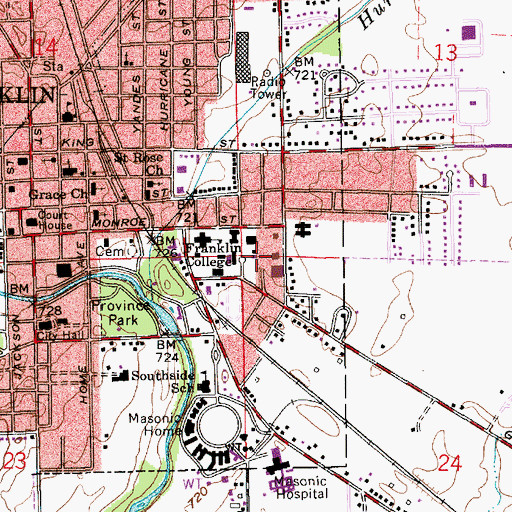 Topographic Map of Hamilton Library, IN