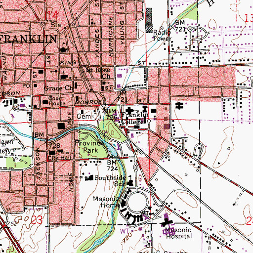 Topographic Map of Johnson Center for The Arts, IN