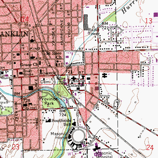 Topographic Map of Johnson-Dietz Hall, IN