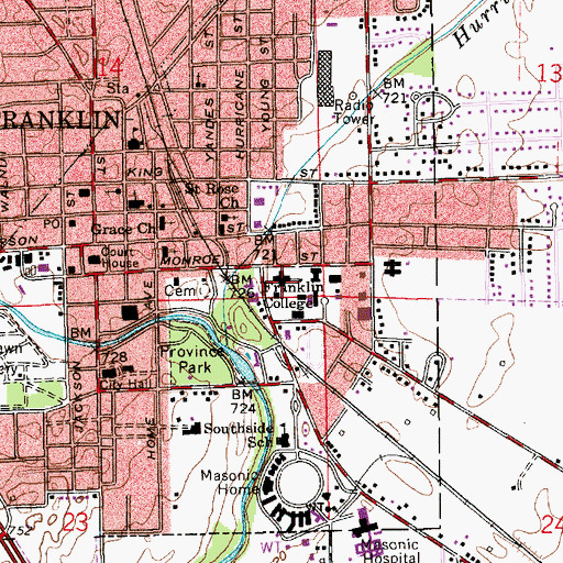 Topographic Map of Old Main, IN