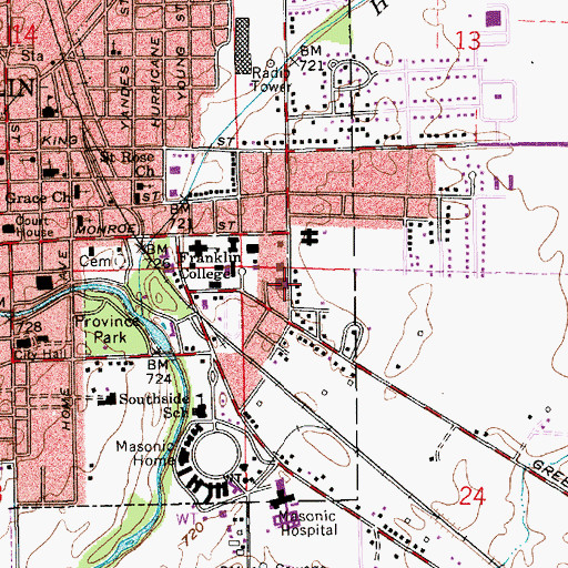 Topographic Map of Spurlock Center, IN