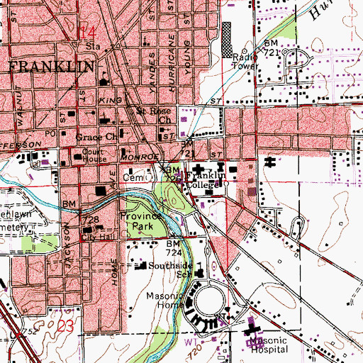 Topographic Map of Von Boll Welcome Center, IN