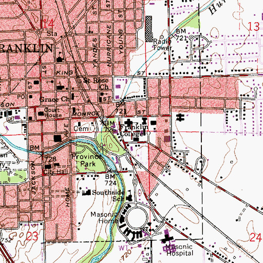 Topographic Map of Dame Mall, IN
