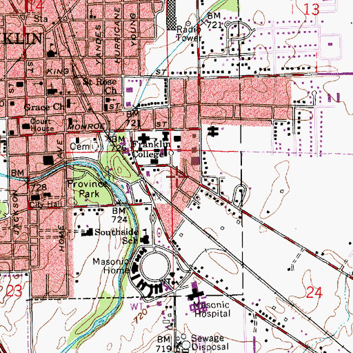 Topographic Map of Runkle Tennis Courts, IN