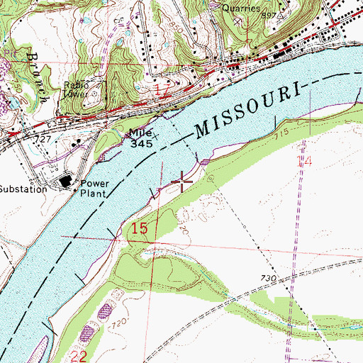 Topographic Map of Jacksons Landing (historical), MO