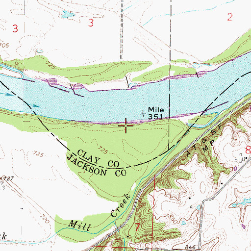Topographic Map of Blue Mills Landing (historical), MO