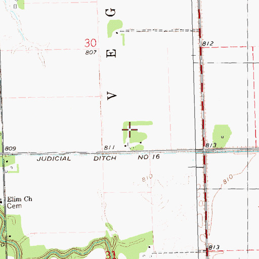 Topographic Map of Vega Post Office (historical), MN