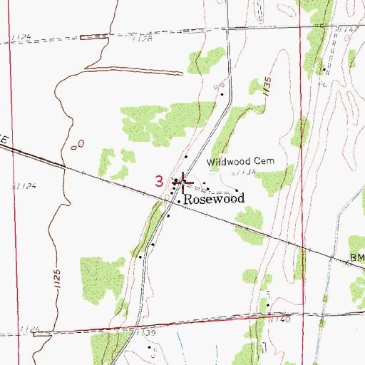 Topographic Map of Rosewood Post Office (historical), MN