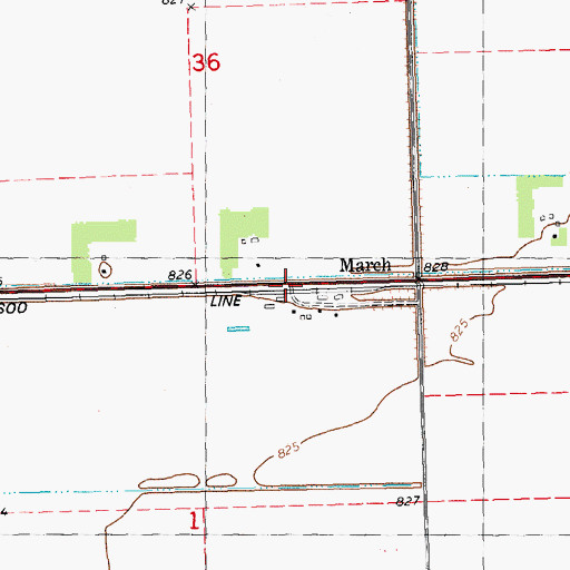 Topographic Map of March Post Office (historical), MN
