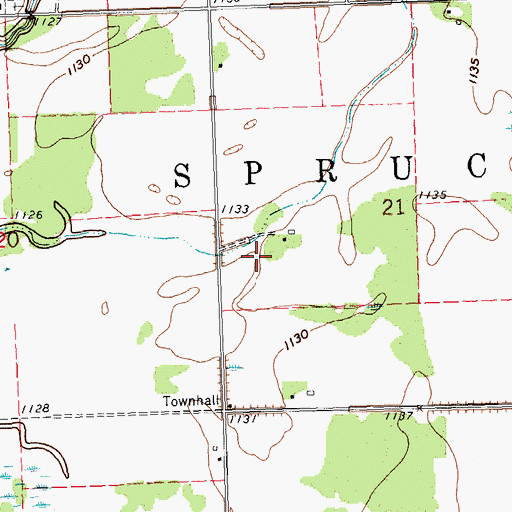 Topographic Map of Ingalls Post Office (historical), MN