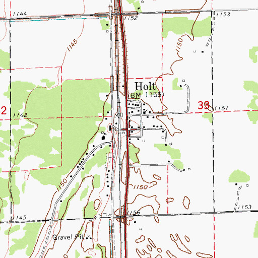 Topographic Map of Holt Post Office (historical), MN