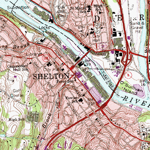 Topographic Map of Shelton, CT
