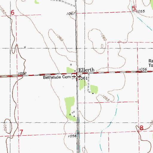 Topographic Map of Ellerth Post Office (historical), MN