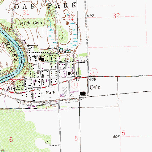 Topographic Map of Saint Joseph Cemetery, MN