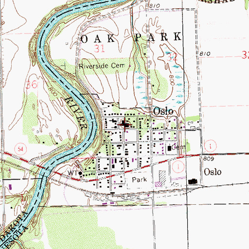 Topographic Map of Oslo Public Schools, MN