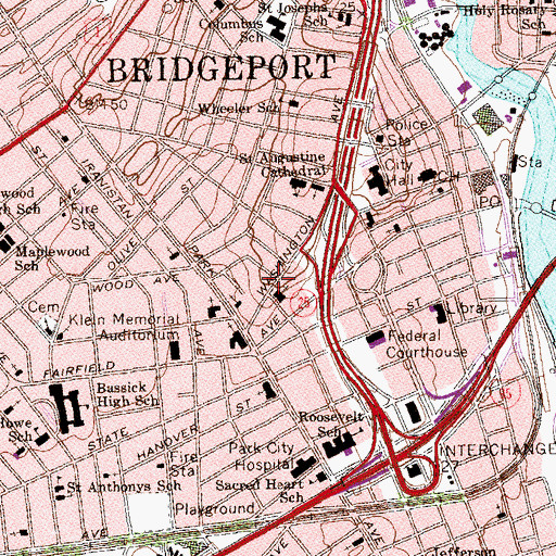 Topographic Map of Shelton School, CT