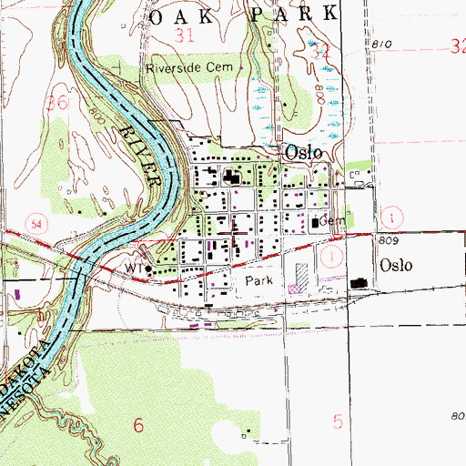 Topographic Map of Oslo City Police Department, MN