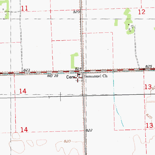 Topographic Map of Immanuel Lutheran Cemetery, MN