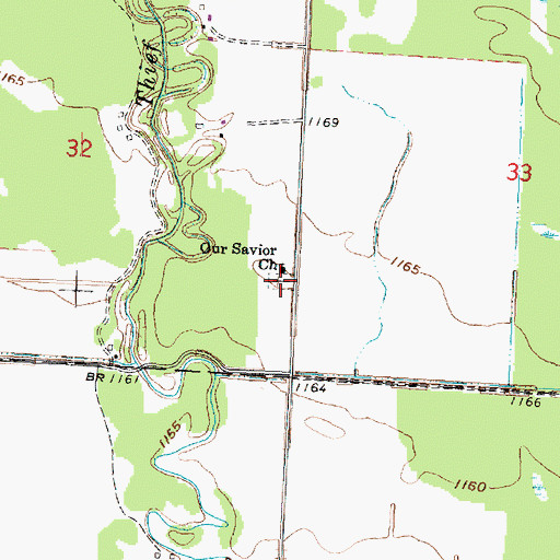 Topographic Map of Our Savior's Cemetery, MN
