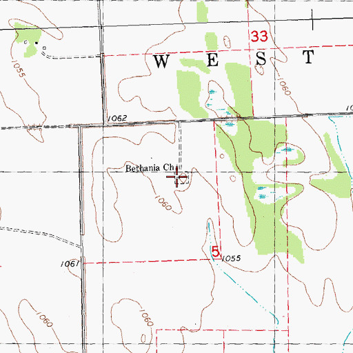Topographic Map of Bethania Cemetery, MN
