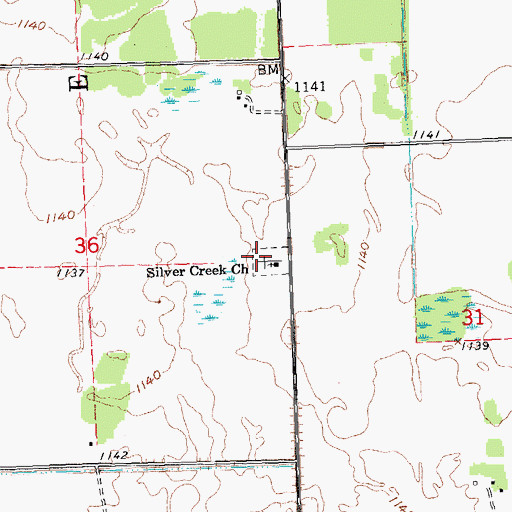 Topographic Map of Silver Creek Cemetery, MN