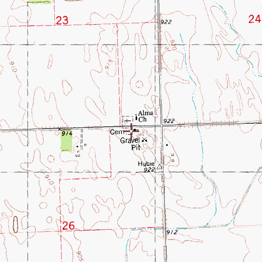 Topographic Map of Alma Baptist Cemetery, MN