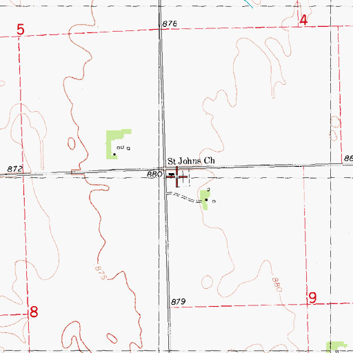 Topographic Map of Saint John's Cemetery, MN