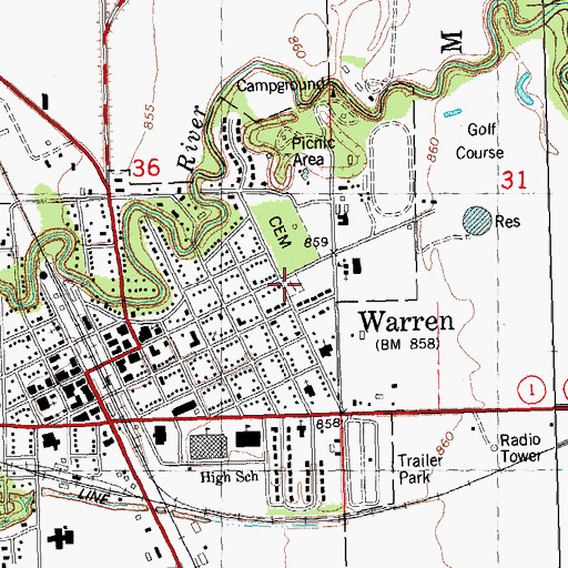Topographic Map of Calvary Catholic Cemetery, MN