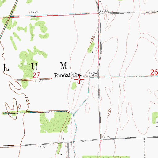 Topographic Map of Rindal Cemetery, MN