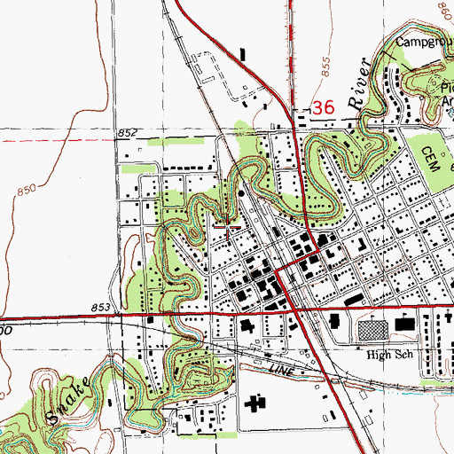 Topographic Map of Warren Post Office (historical), MN