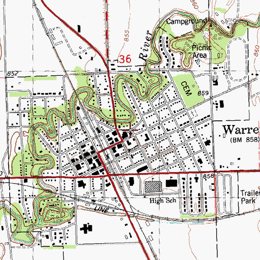 Topographic Map of Grace United Methodist Church, MN