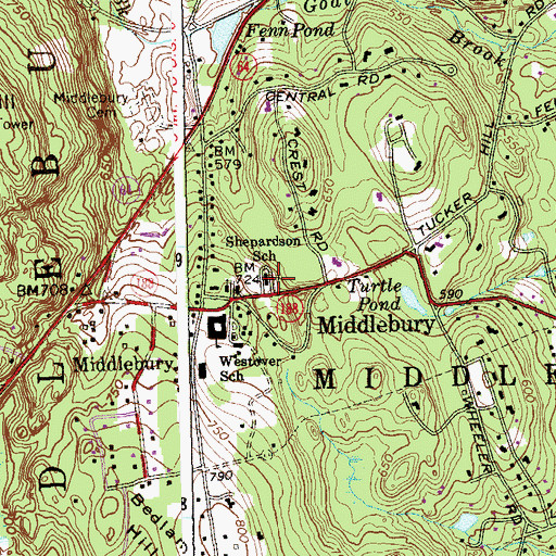 Topographic Map of Shepardson School, CT