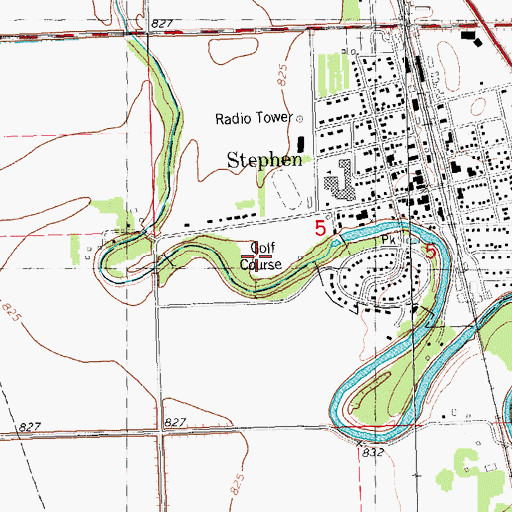 Topographic Map of Stephen Golf Course, MN