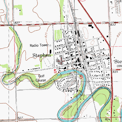 Topographic Map of Stephen/Argyle Central School, MN