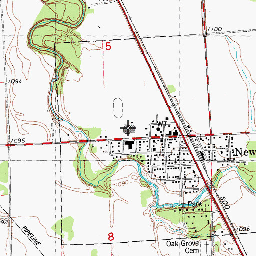 Topographic Map of Marshall County Central High School, MN