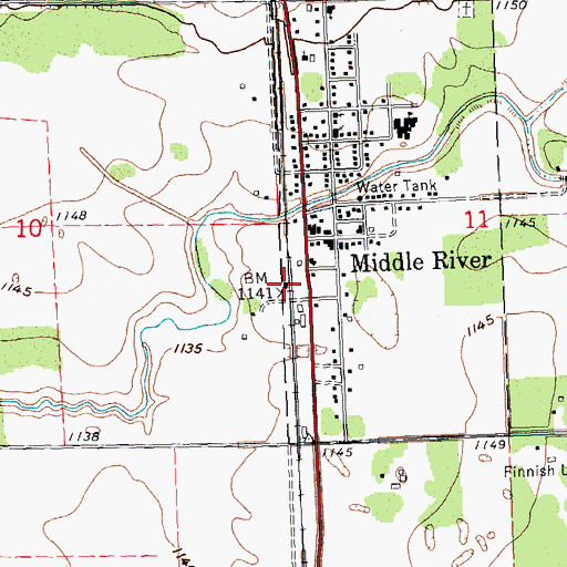 Topographic Map of Middle River Station, MN
