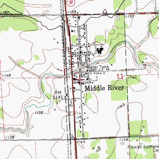 Topographic Map of Middle River Post Office (historical), MN