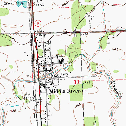 Topographic Map of Middle River School, MN