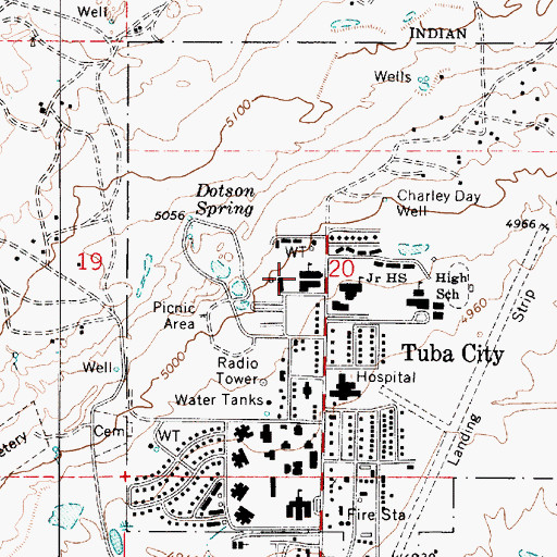 Topographic Map of Tuba City Primary School, AZ
