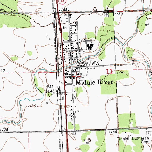 Topographic Map of Middle River Volunteer Fire and Rescue Company, MN
