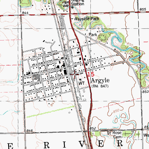 Topographic Map of Argyle Fire and Rescue Department, MN