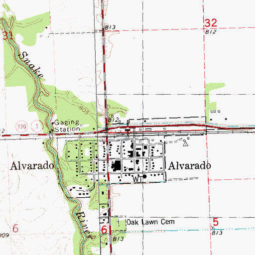 Topographic Map of Alvarado Station, MN