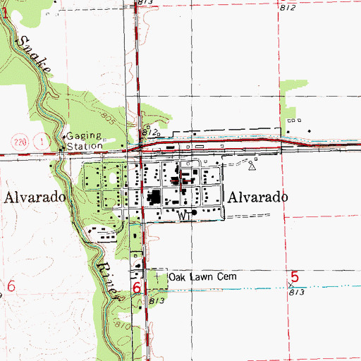 Topographic Map of Alvarado Volunteer Fire Department, MN