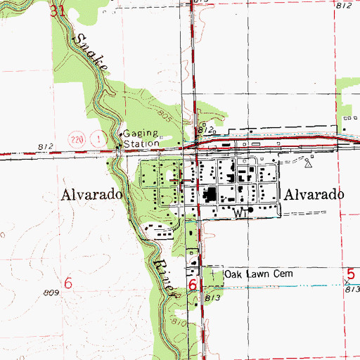 Topographic Map of Alvarado Baptist Church, MN