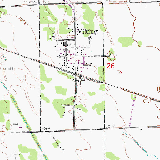 Topographic Map of Viking Station, MN