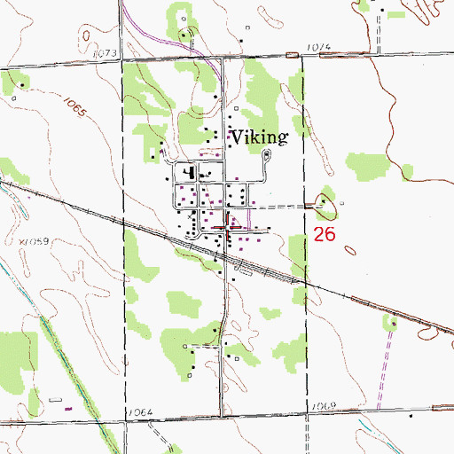 Topographic Map of Viking Post Office, MN