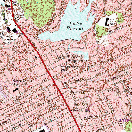 Topographic Map of Sheridan School, CT